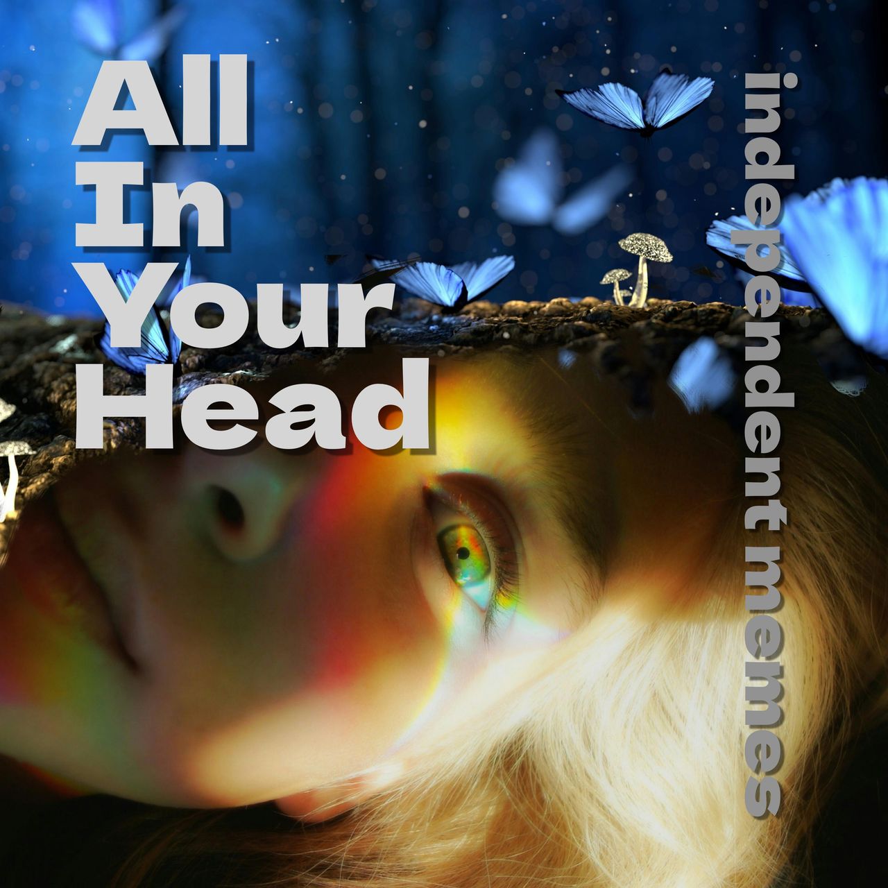 Distorted female face with fantastical elements